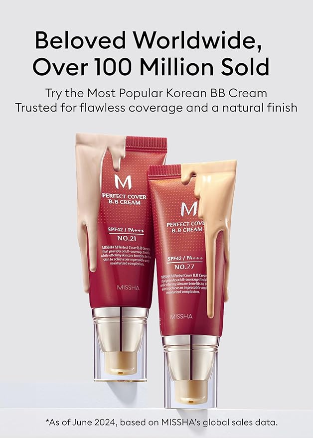 MISSHA M Perfect Cover BB Cream No.13 Bright Beige - Fair with Cool Undertone SPF 42 PA +++ 1.69 Fl Oz - Tinted Moisturizer with SPF-Velvo Beauty