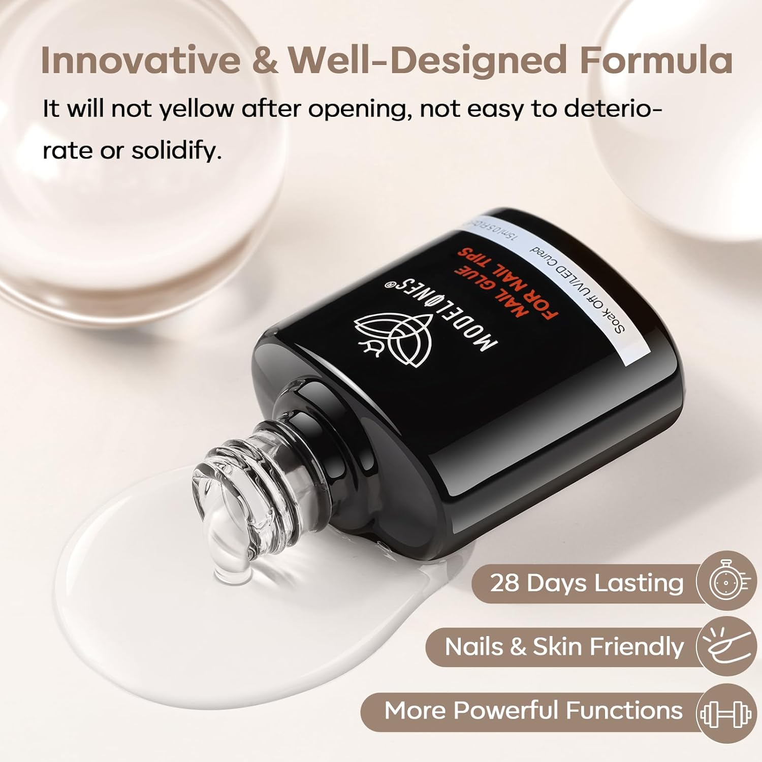 Modelones 9 in One Nail Glue Polish Set Brush On Gel Nail Glue 15ml for Rhinestone, Base Gel, Blooming Nail Art Gel Nail Kit Strengthener Treatment for Weak and Damaged Acrylic Nails U V Lamp Needed-Velvo Beauty