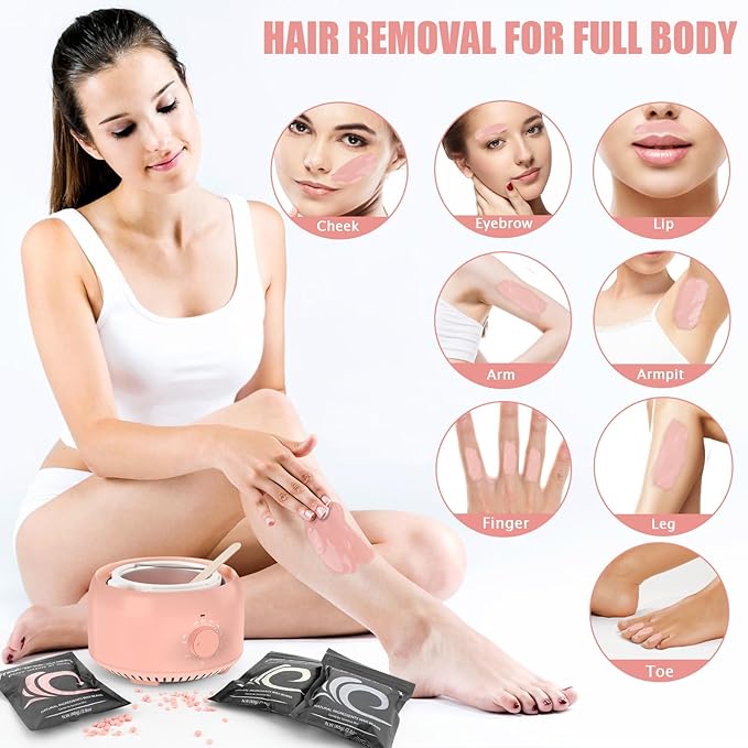 Waxing Kit - TIKESI Wax Warmer for Hair Removal, Hard Wax Kit with 14oz 5 Bags Hard Wax Beans for Full Body, Legs, Face, Eyebrows, Bikini, Brazilian Waxing Kit for Women Men-Velvo Beauty