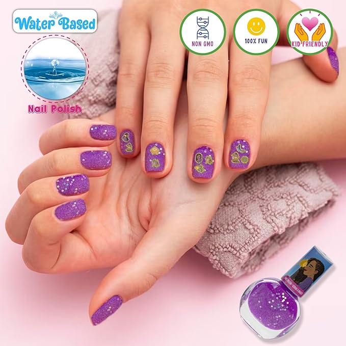 Disney Wish Sparkly Cosmetic Makeup Set for Girls with Lip Gloss Nail Polish Nail Stickers - 11 Pcs | Perfect for Parties Sleepovers Makeovers | Birthday Gift for Girls 3+ by Townley Girl-Velvo Beauty