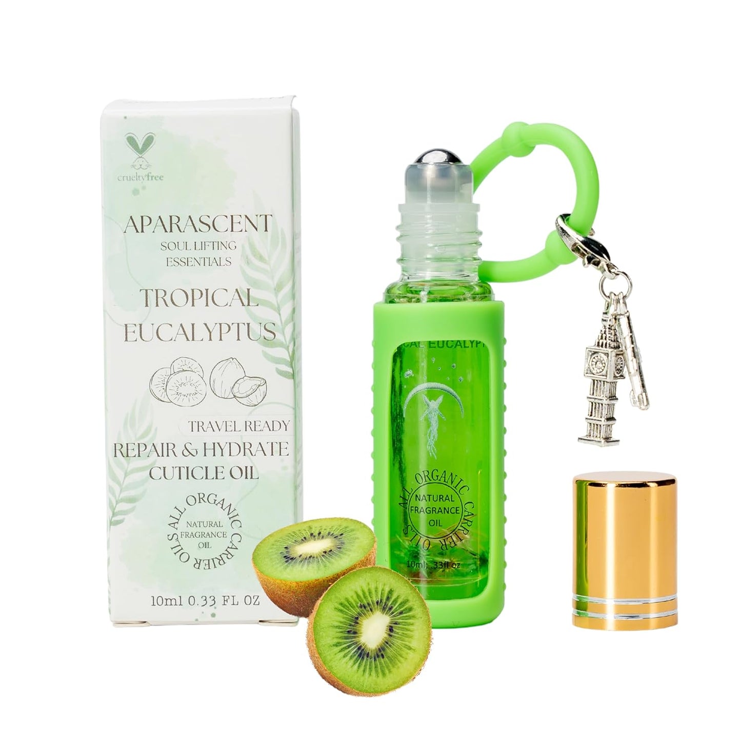 Tropical Eucalyptus Organic Nail Cuticle Oil Pen with Jojoba, Coconut MCT, and Rosehip for Nail Hydration, Growth & Strength, Travel Size Keychain(0.34 Fl Oz)-Velvo Beauty