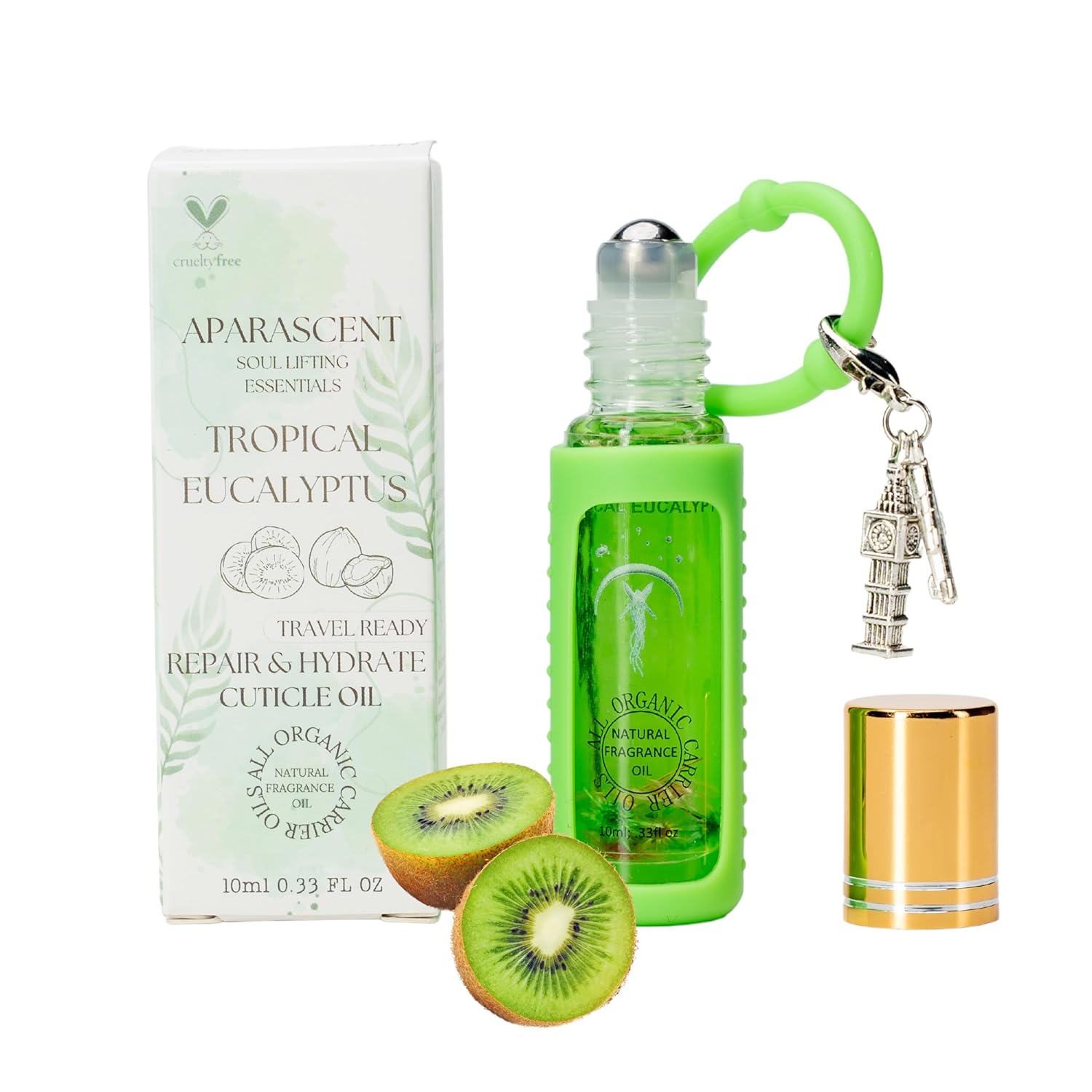 Tropical Eucalyptus Organic Nail Cuticle Oil Pen with Jojoba, Coconut MCT, and Rosehip for Nail Hydration, Growth & Strength, Travel Size Keychain(0.34 Fl Oz)-Velvo Beauty