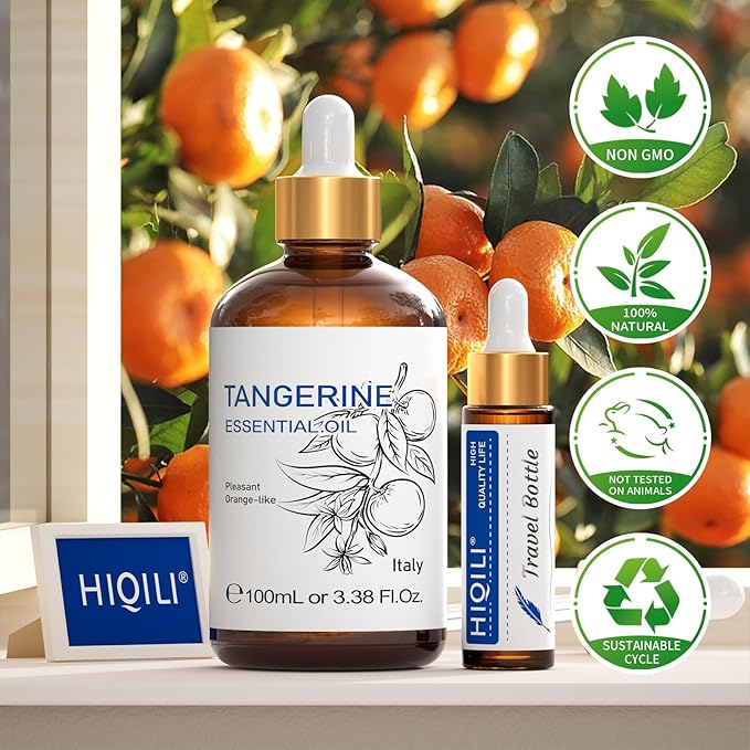 HIQILI 100ML Tangerine Essential Oil, Skin Care, Hair Care, Air Purification, Can be Added to Body Lotion, Shampoos, Diffusers Use - 3.38 Fl Oz-Velvo Beauty