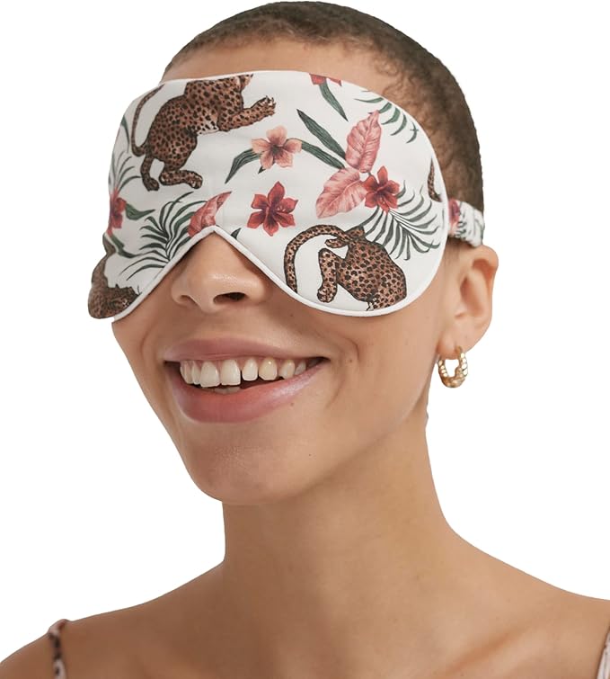 Desmond & Dempsey Cotton Luxe Eye Mask (Soleia Leopard Print Cream)-Velvo Beauty