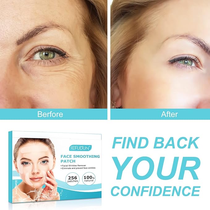 Face & Forehead Wrinkle Patches, Anti Wrinkle Patches for Forehead, Smile Lines, Crows Feet, Nasolabial Folds, Frown Lines, Overnight Treatment, 256 Pcs Facial Patches-Velvo Beauty