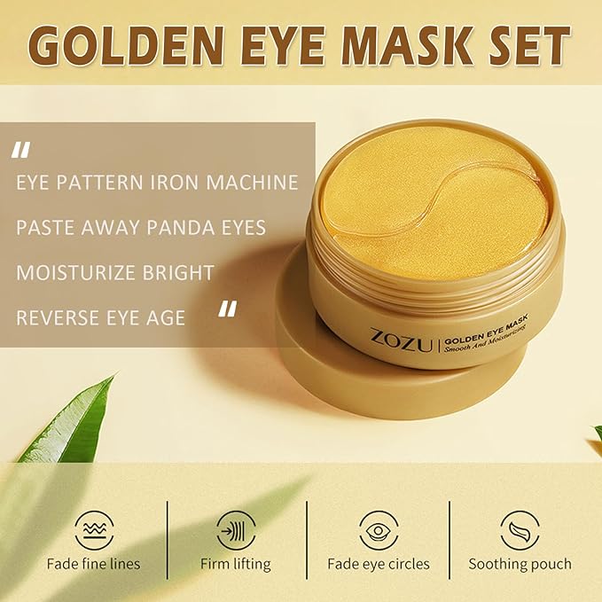 24k Gold Under Eye Patches,60PCS Collagen Eye Masks for Puffy Eyes,Dark Circles,Reduce Wrinkles,Natural Refresh Revitalizing Eye Skin Care Products-Velvo Beauty