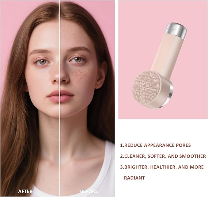 DAROMA Ultra-Soft Silicone Electric Face Scrubber - Rechargeable 2-in-1 Heating & Exfoliating Pore Cleaning Brush | Gentle Facial Cleansing Brush for Deep Cleaning | Facial Exfoliating Tools-Velvo Beauty