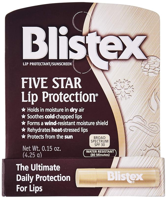 Blistex Five Star Lip Protection, SPF 30-0.15 oz (Pack of 6)-Velvo Beauty