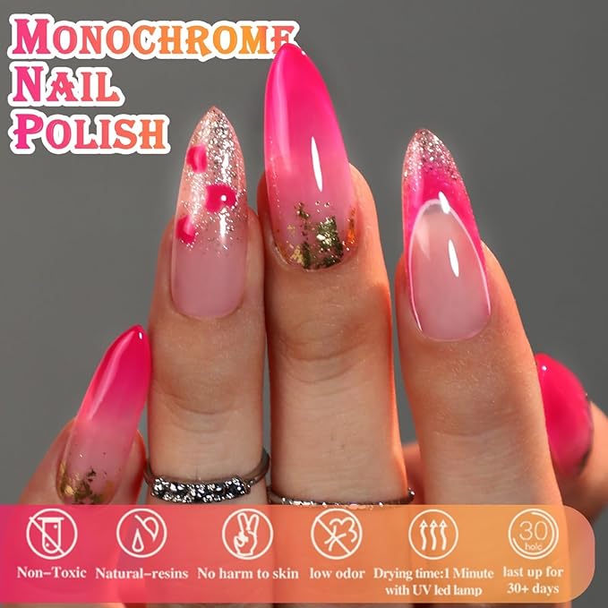 Double Rhythm 0.50 OZ Translucent Gel Polish Same Color Same Bottle Sheer Pastel Neutral Natural Milky 15 ML Jelly UV Nail Art DIY at Home (Cherry Rose-A1046)-Velvo Beauty