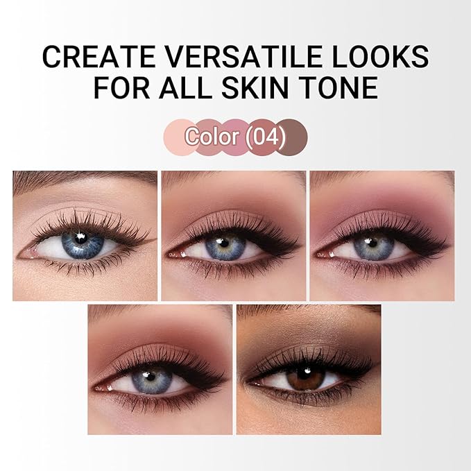 Erinde 5 Colors Matte Eyeshadow Palette Makeup, Natural Classic Nude Neutral Nude Brown Eye Shadow, Long Wearing Waterproof Everyday Eye Makeup for Brown Eyes, Romantic Peach Mauve Eyeshadow, 04-Velvo Beauty