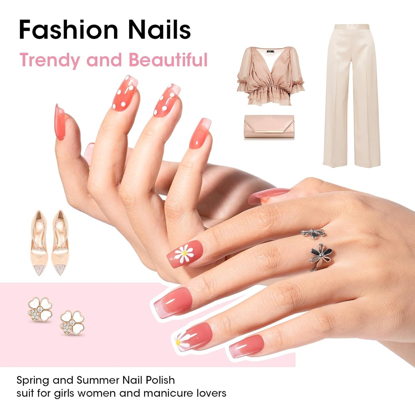 GELLEN Clear Pink Nail Polish, Sheer Pink Jelly Natural Regular Nail Polish Quick Dry Summer 6 Light Colors Set for Acrylic Natural Nails Home Salon, Chip Resistant, Non UV Gel, Hema Free, Non Toxic-Velvo Beauty