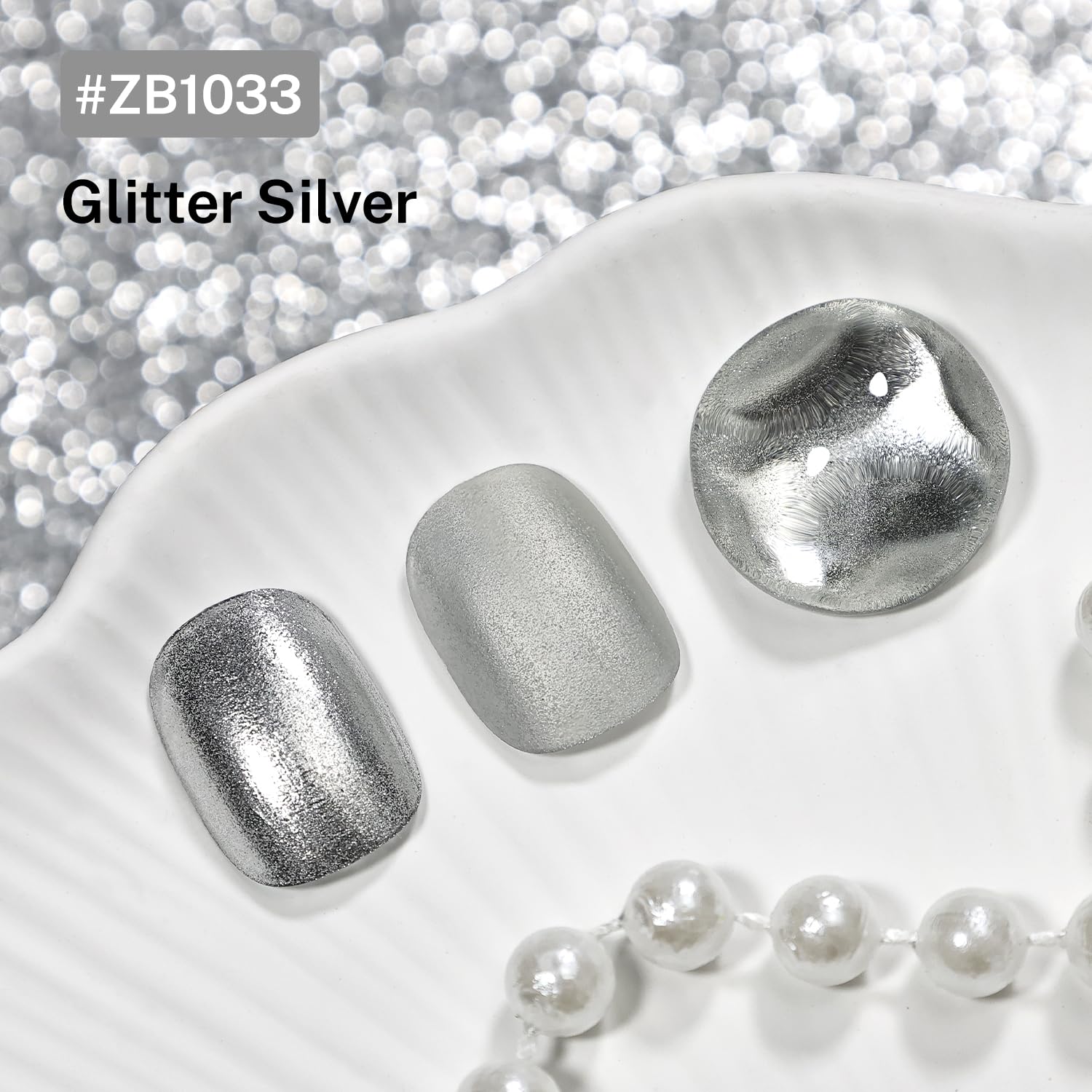 16.5ml Glitter Silver Nail Polish Large Volume Quick Dry Nail Polish, Long Lasting Shine, Fingernail Toenail Nail Art DIY Home Travel Nail Art Gift-Velvo Beauty