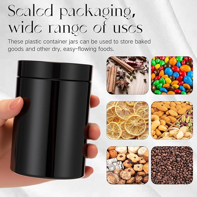 SATINIOR 24 Pieces Empty Clear Plastic Jars with Lids Round Storage Containers Wide Mouth for Beauty Product Cosmetic Cream Lotion Liquid Butter Craft and Food(Black,16 oz)-Velvo Beauty