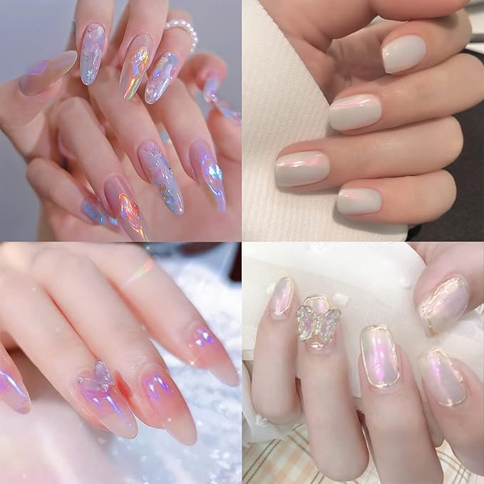 Allstarry Chrome Nail Powder 4 Colors Iridescent Aurora Powder Metallic Mirror Effect Pigment Pearlescent Purple Mermaid Unicorn Glitter for Nail Art Manicure Decoration Home DIY Salon-Velvo Beauty