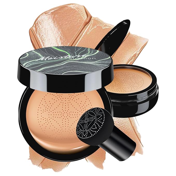 Mushroom Head Air Cushion CC Cream - BB Cream Face Makeup Foundation for Mature Skin Moisturizing Concealer Brighten Long-Lasting, Even Skin Tone for All Skin Types, Medium Deep-Velvo Beauty
