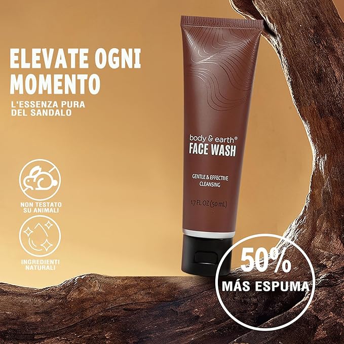 Bath and Body Gift Baskets for Men Body & Earth Sandalwood Mens Bath Set with Body Lotion, Face Wash, Shower Gel, Bubble Bath, Loofah & More, Gift Set for Men,regalos para hombre,Christmas Gifts-Velvo Beauty