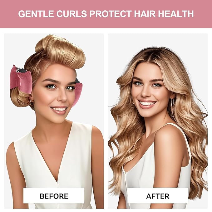 Heatless Curls Overnight Set - Jumbo Overnight Hair Curlers to Sleep In, Soft Velvet Hair Rollers for Women, No Damage Curls Styling Tools 3pcs-Velvo Beauty