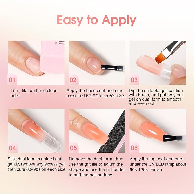ROSALIND 28 Colors Poly Nail Gel Kit with Mini U V/LED Lamp White Nude Poly Nails Gel Kit Starter Kits With Slip Solution Pink Extensions Set for Nail Manicure Beginner-Velvo Beauty