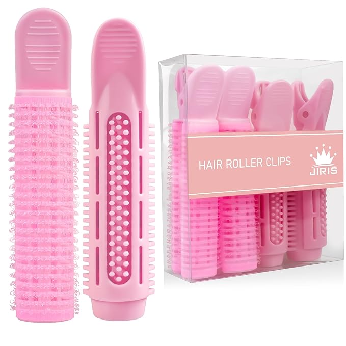 4PCS Volumizing Hair Clips for Root Lift & Volume - Instant Bangs Roller Clips for Effortless Curls & Lift - Velcro Rollers For Hair - Hair Rollers For Women - Pink-Velvo Beauty