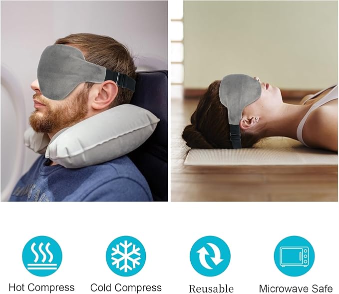 Atsuwell Cooling Eye Mask, Reusable Cold Sleep Eye Compress and Moist Heat for Eye Relaxing, Multipurpose Eye Bag for Dry Eyes with Microwavable Flaxseed Pad, Cold Gel Pad and Silky Cotton Insert-Velvo Beauty