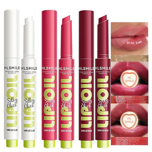 3 Colors Slick Click Lip Balm Set Hydrating Jelly Lipstick Tinted Lip Stain Lip Gloss, Moisturizing, Lightweight, Buildable, Pigmented Vegan Lip Balm, Glossy Lip Makeup for Girls (A)-Velvo Beauty