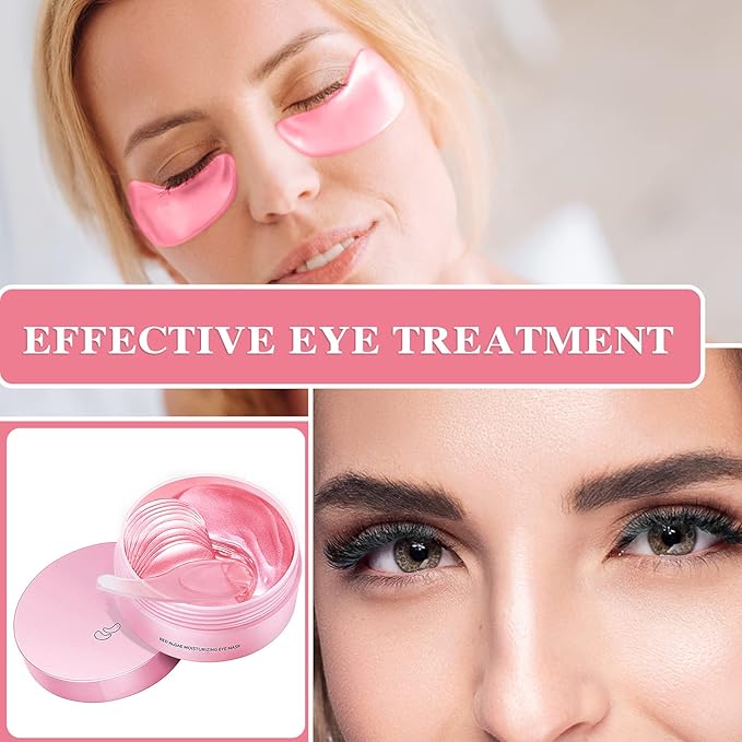 Under Eye Patches for Puffy Eyes & Dark Circles Treatments- 30 Pairs - Moisturizing Eye Mask for Reducing Fine Line,Hydrating Under Eye Pads,Improve Smooth Wrinkles and Under Eye Bags(Pink)-Velvo Beauty