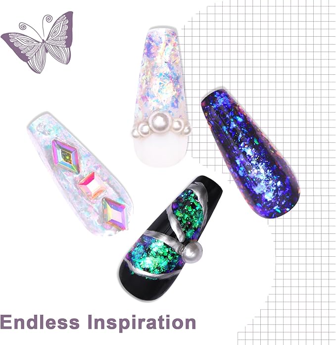 Laza Starry Night Chameleon Flakes Nail Glitter Irregular Opal Nail Foil Flakes Chunky Confetti Color-Shift Sequins Iridescent Fairy Dust for Mermaid Nails Design, Nail Decorations for Nail Art-Velvo Beauty