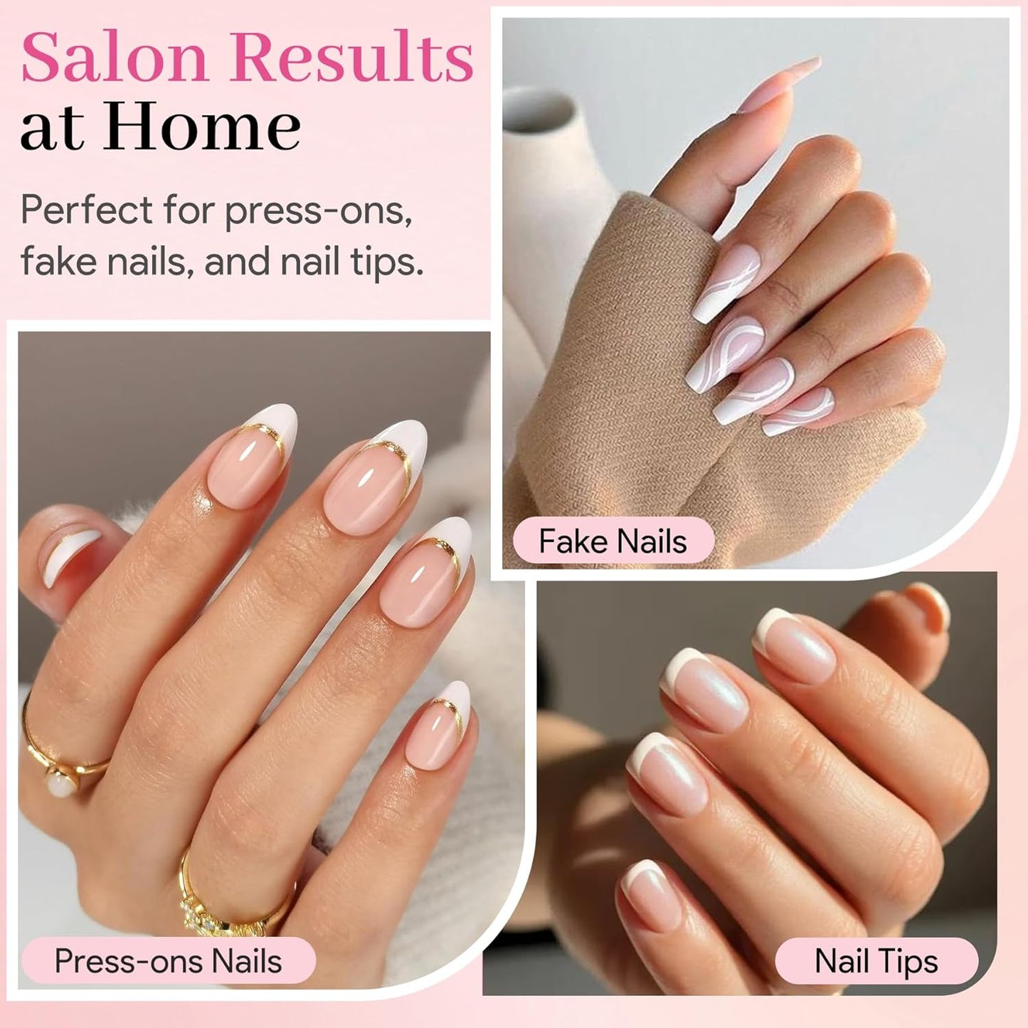 Nail Glue for Press Ons, 10g*2 Super Strong Bond Semi Solid Glue On Nails, 10s Quick Dry No Curing Needed, High Capacity Press on Semi-Solid Gel Long Lasting 28+ Days Easy to Remove for Beginners-Velvo Beauty