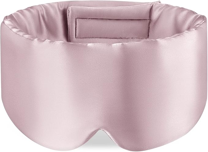 Zenssia 100% Mulberry Silk Sleep Mask Eye Mask for Man and Woman with Adjustable Headband, Full Size Large Sleep Mask & Blindfold for Total Blackout for All Night Sleep, Travel & Nap- Light Plum-Velvo Beauty