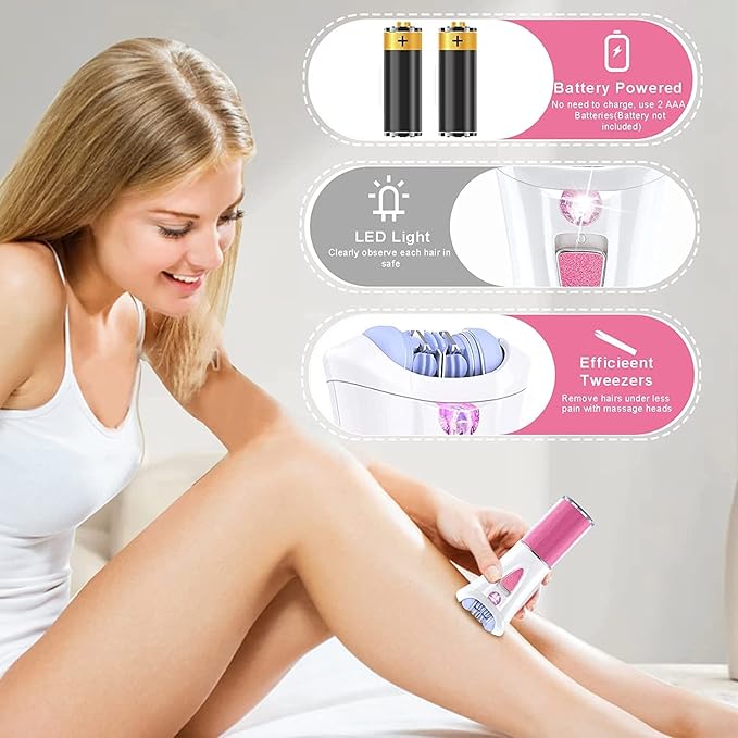 Glabrouse Skin Epilator, Epilators Hair Removal for Facial, Epilators with LED Light, Cordless Hair Removal Device, Epilator for Women, Facial Hair Removal for Bikini Arm Legs Armpits-Velvo Beauty