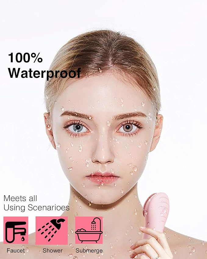 NågraCoola CLIE Facial Cleansing Brush, Waterproof and Rechargeable Electric Face Scrubber for Men & Women, Exfoliating, Massaging, and Cleansing - Pink-Velvo Beauty