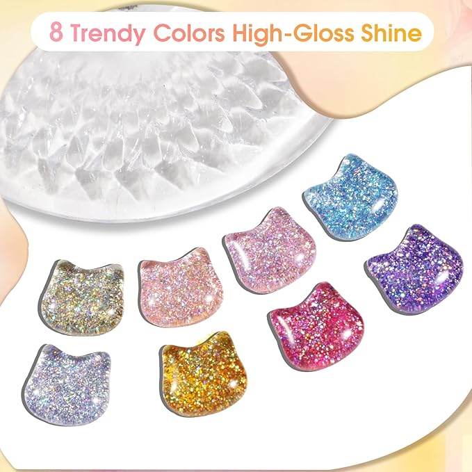 ROSALIND Glitter Gel Nail Polish, 8 Color Gold Glitter Gel Polish Sparkle Diamond Effect Sparkling Collection Soak Off Led Nail Art DIY Salon Gifts For Women-Velvo Beauty