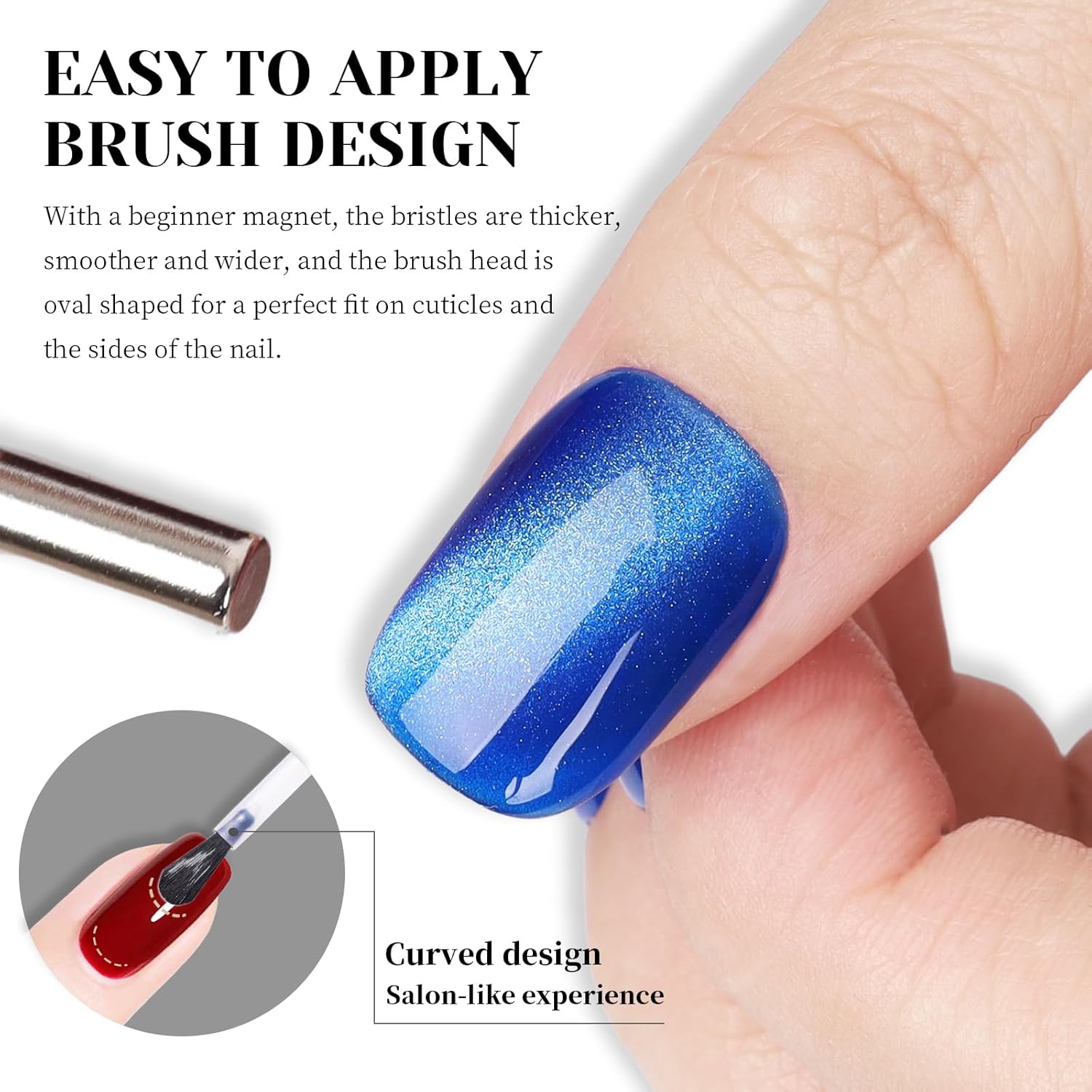 Blue Cat Eye Gel Nail Polish, LED UV Nail Lamp Needed Navy Blue Cateye Gel Polis Color for Summer Spring Winter, Perfect for DIY at Home & Ideal Gift for Nail Art Lovers!-Velvo Beauty