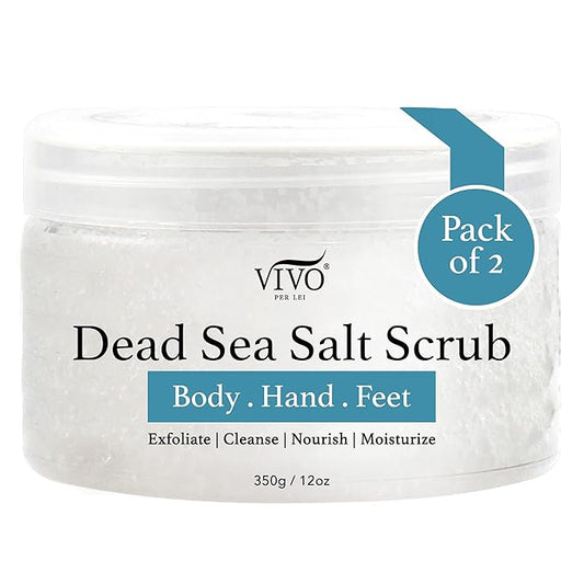 Vivo Per Lei Dead Sea Salt Scrub - Body Exfoliating Scrub with Dead Sea Minerals - For Hands, Feet & Body - Pack of 2-Velvo Beauty