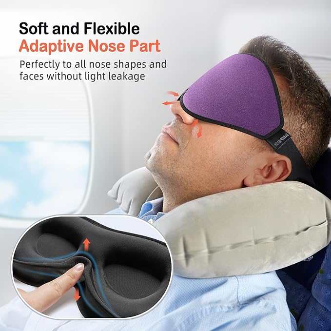 LitBear Sleep Mask for Side Sleeper Women Men, Eye Mask for Sleeping Light Blocking, 3D Contoured Cup Sleeping Mask, Soft Breathable Sleep Eye Mask with Adjustable Elastic Strap for Flight Nap-Velvo Beauty