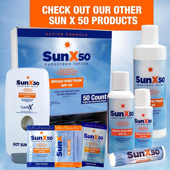 CoreTex Sun X 50 Lip Balm SPF 50 (Bulk Pack of 72) - Lip Sunscreen SPF 50 Water Resistant Up To 80 Minutes and Free Parabens & Oxybenzone - Broad Spectrum (UVA/UVB) Protection-Velvo Beauty