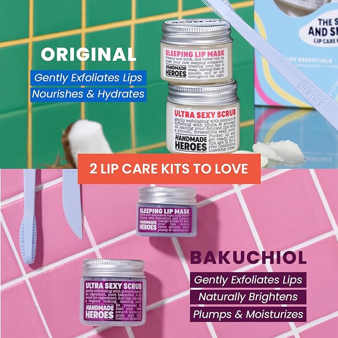 100% Natural Lip Scrub, Vegan Conditioning Coconut Lip Exfoliator - Gentle Exfoliant, Sugar Lip Polish and Lip Exfoliator Scrubber for Chapped and Dry Lips (Bakuchiol 3pc Set)-Velvo Beauty