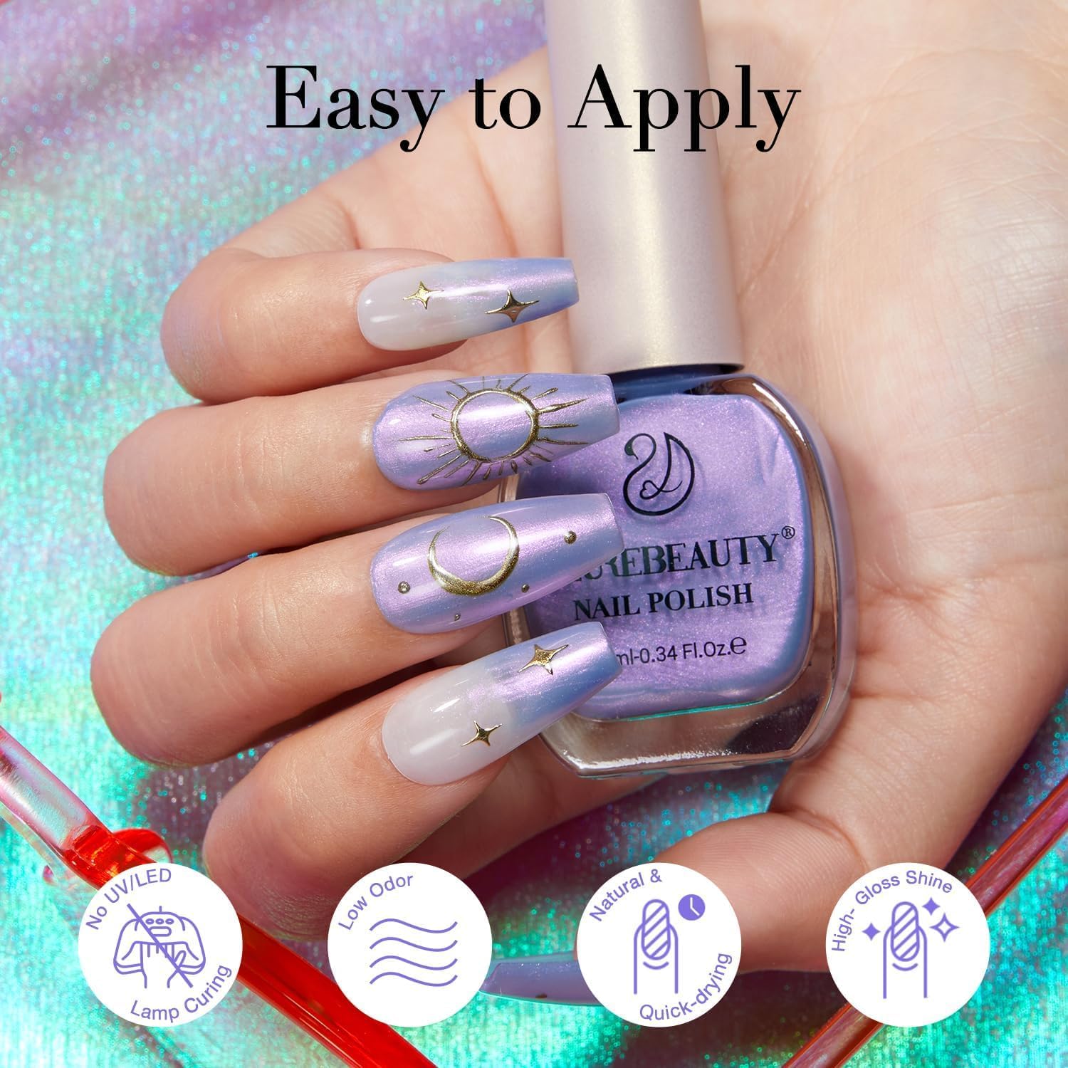 AZUREBEAUTY Blue Purple Violet Galaxy Quick Dry Complete Natural Super Lustrous Nail Enamel Polish,Professional for DIY Manicure and Pedicure at Home-Velvo Beauty