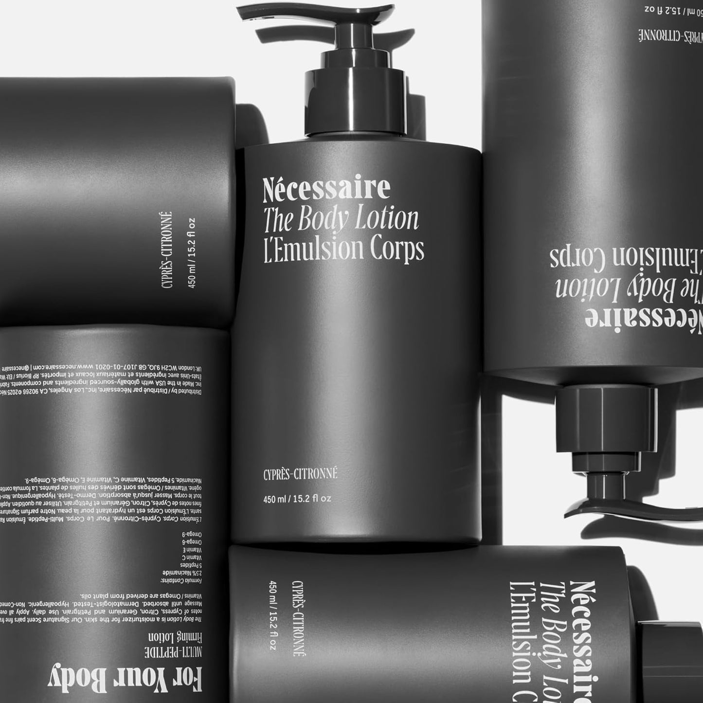 Nécessaire The Body Lotion Cyprès-Citronné – Multi-Peptide Body Moisturizer for Women + Men – Non-Comedogenic Body Lotion with Niacinamide – 450ml/15.2 fl oz-Velvo Beauty