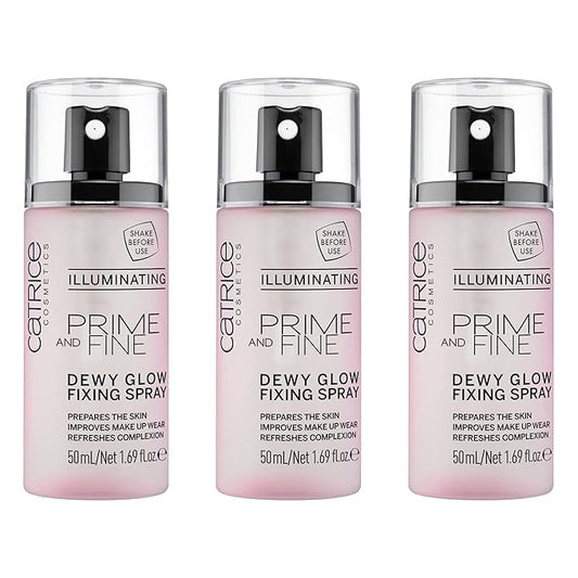 Catrice | Prime & Fine Illuminating Dewy Glow Spray | Transparent and Fast Drying Fixing Spray| Paraben Free & Vegan | Cruelty Free (Pack of 3)-Velvo Beauty