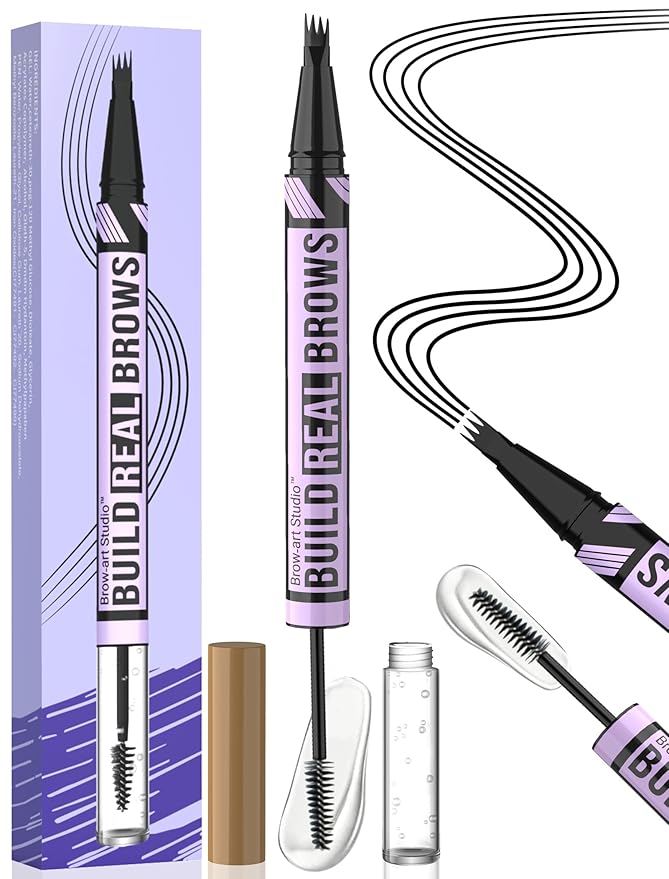 iMethod Eyebrow Pen and Eyebrow Gel - Eyebrow Pencils for Women with 4-Fork-Tip & Brow Gel Clear, Magical 2-in-1 Dual-Ended Brow Pen for Fuller-Looking Defined Brows, Stay All Day, Black-Velvo Beauty