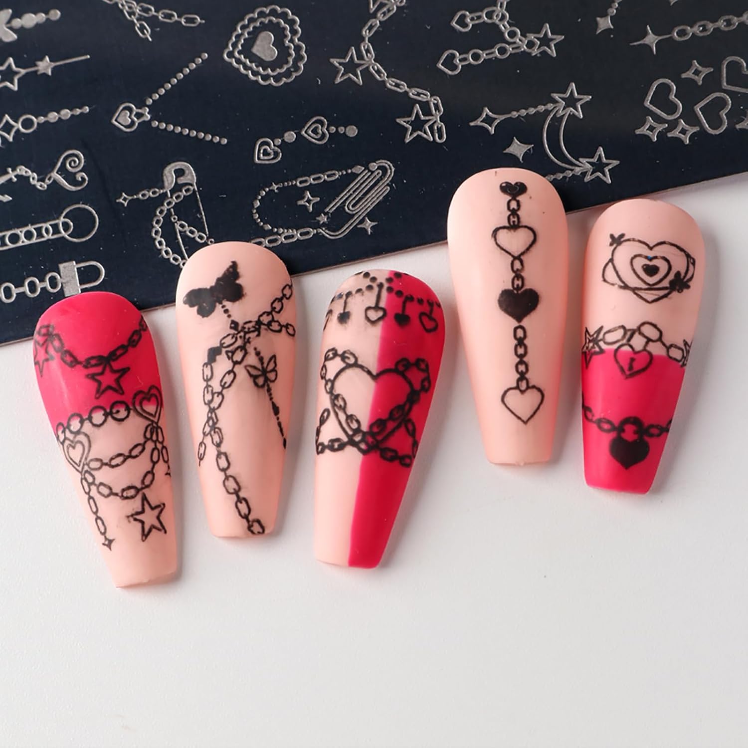 Valentine Nail Art Stamping Plate Kit,Love Heart Butterfly Flower Cat Design Stamp Templates,Love Words Stamp Templates Kit,Valentines Romantic Metal Nail Plates for DIY Printing Decor 4Pcs-Velvo Beauty