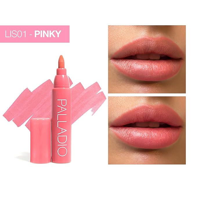 Palladio Lip Stain, Hydrating and Waterproof Formula, Matte Color Look, Long-lasting All Day Wear Lip Color, Smudge Proof Natural Finish, Precise Chisel Tip Marker, Pinky-Velvo Beauty