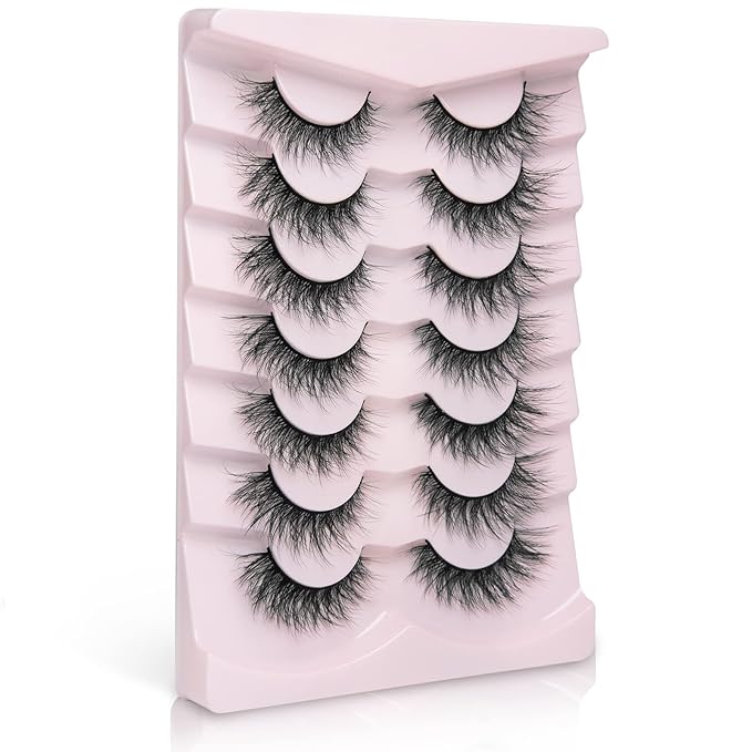 Fake Lashes Natural Wispy Lashes Airy Volume Faux Mink Lashes Fluffy Long False Eye Lashes Sets Pack 18MM Reusable Eyelashes A05-Velvo Beauty