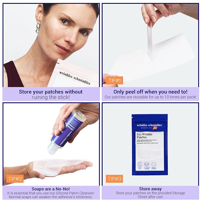 Wrinkles Schminkles Under Eye Wrinkle Patches, Smooth Eye Wrinkles, Crows Feet & Dark Circles Overnight, 1 Pair Reusable Medical Grade Silicone Patches-Velvo Beauty