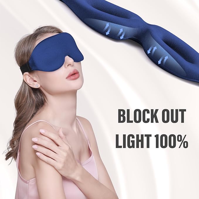 YIVIEW Sleep Mask for Side Sleeper, Complete Light Blocking 3D Pink Sleeping Eye Mask, Soft Breathable Eye Cover for Women Men, Relaxing Zero Pressure Night Blindfold-Velvo Beauty