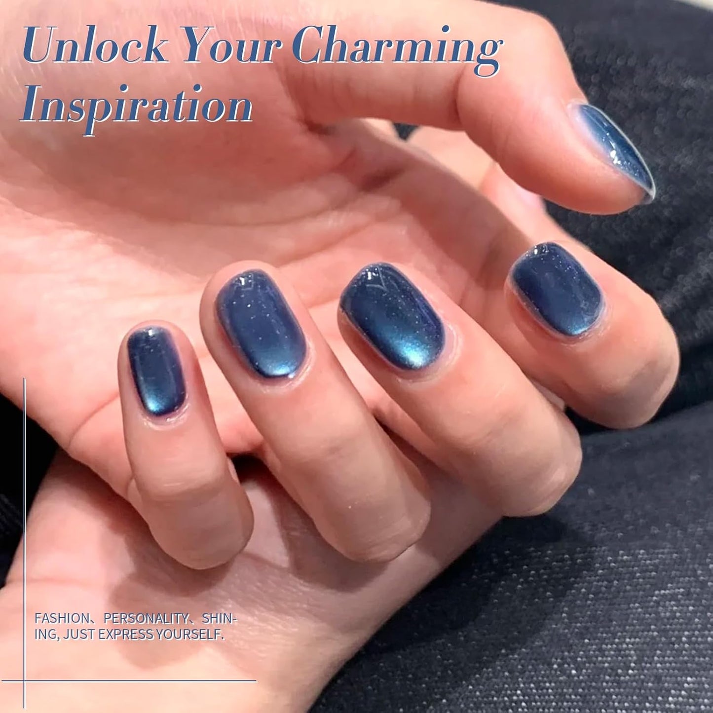 Born Pretty Cat Magnetic Eye Gel Nail Polish,Dark Blue Lover Jelly Glass Magnetic Gel Polish Glitter Soak Off Nail Art Salon Manicure Home Gift 15ml-Velvo Beauty