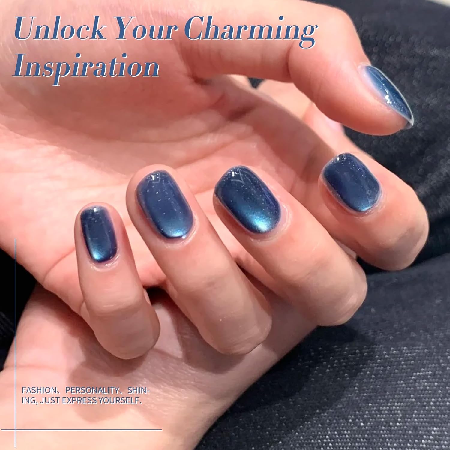 Born Pretty Cat Magnetic Eye Gel Nail Polish,Dark Blue Lover Jelly Glass Magnetic Gel Polish Glitter Soak Off Nail Art Salon Manicure Home Gift 15ml-Velvo Beauty