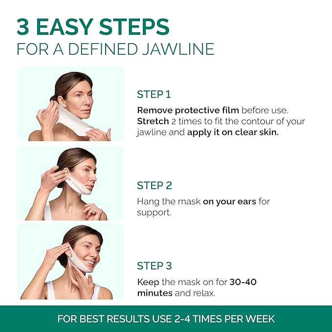 PLANTIFIQUE V-Line Collagen Mask for face 5 PCS | Chin Strap for Women & Men | V Line Lifting Mask with Collagen and Hyaluronic Acid V Shape Face Tape Chin | Skin Firming-Velvo Beauty