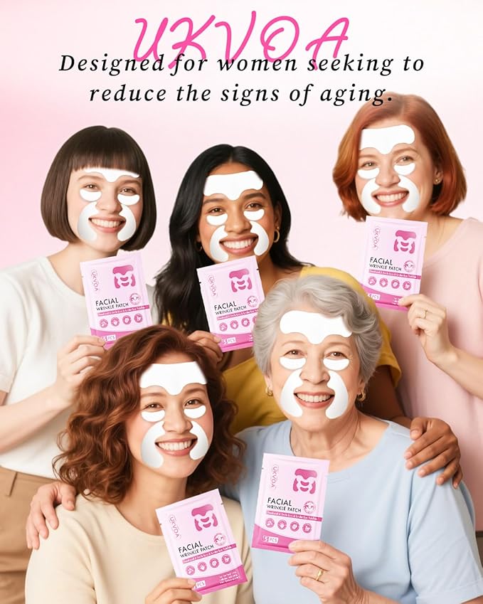 Forehead Wrinkle Patches & Smile Line Patches & Under Eye Patches, Overnight Facial Wrinkle Treatment with Hyaluronic Acid, Aloe, Collagen & Vitamin E to Lift Smile Lines for Women 60pcs-Velvo Beauty